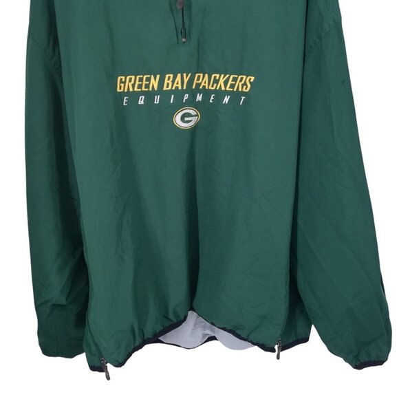 Green Bay Packers NFL Reebok Pullover 1/4 Zip Windbreaker Jacket Size 2XL Vented - Picture 8 of 10